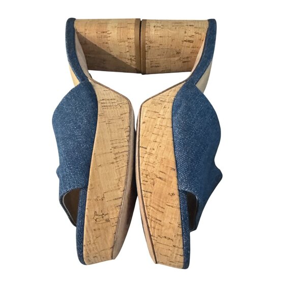 Veronica Beard Dali Platform Blue Denim Block Heel Sandal, Size 9.5 WORN ONCE - Picture 6 of 8